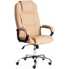 Изображение товара Кресло руководителя TETCHAIR BERGAMO хром (22) кож/зам, бежевый, 36-34