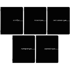 Изображение товара Тетради предметные , КОМПЛЕКТ 5 ПРЕДМЕТОВ, 48 л., обложка картон, BRAUBERG "BLACK", 405184