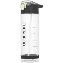 Изображение товара Бутылка для воды THEROPOD TP-23 0.75L, силиконовый поильник под крышкой, прозрачно-черная
