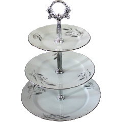 Изображение товара Этажерка 3-х ярусная THUN 1794 "Констанция", декор "Серебряные колосья" (P1658902S1D7603104)