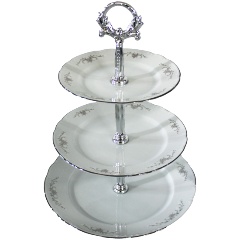 Изображение товара Этажерка 3-х ярусная THUN 1794 "Констанция" , декор "Серый орнамент" (P1658902SQ17351105)