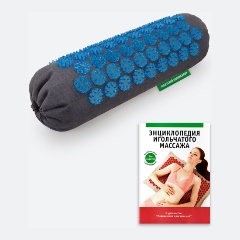 Изображение товара Массажный валик Тибетский аппликатор (аппликатор Кузнецова) универсальный, без магнитных вставок, чёрный лён, синий
