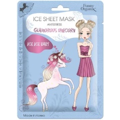 Изображение товара Тканевая ледяная маска для лица Funny Organix Glamorous Unicorn снимающая стресс, 25 г