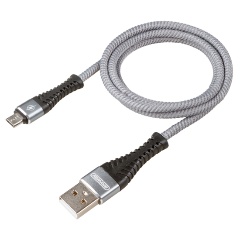 Изображение товара Кабель USB - microUSB SKYWAY 10W 2A в мягкой оплетке серый 1м