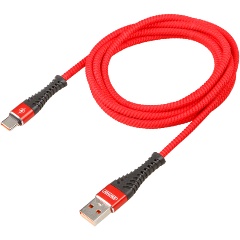 Изображение товара Кабель USB - Type-C SKYWAY 15W 3A в мягкой оплетке красный 2м