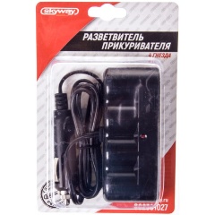 Изображение товара Разветвитель прикуривателя SKYWAY 4 гнезда 12/24V Черный