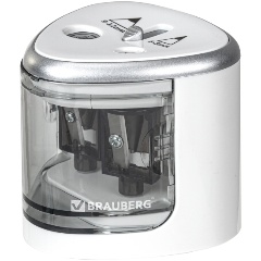 Изображение товара Точилка электрическая BRAUBERG DUAL (для 2 диаметров карандашей!), 4 батарейки АА, белая, 270580