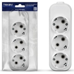 Изображение товара Колодка удлинителя TOKOV ELECTRIC 3-м 16А с заземл. АБС-пластик бел., TKE-C01-KU3-Z