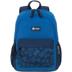 Изображение товара Рюкзак TORBER CLASS X Mini, синий с орнаментом, полиэстер 900D + Мешок для обуви в подарок!