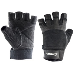 Изображение товара Перчатки для занятий спортом TORRES, PL6051S, р.S, нейлон, нат.кожа, подбив.6мм, напульсник, черные