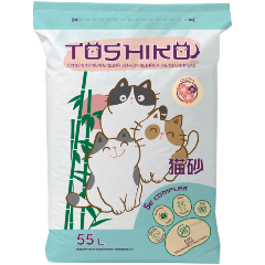 Изображение товара Наполнитель для кошачьих туалетов Toshiko комкующийся, древесный, сакура, 20,2 кг/55 л