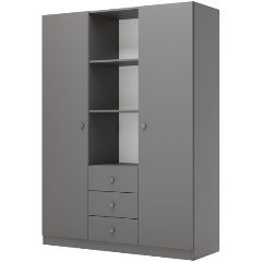 Изображение товара Трехстворчатый шкаф Polini kids Simple серый с ящиками для детской комнаты