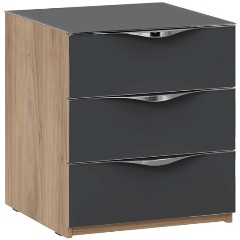 Изображение товара Тумба прикроватная ТРИЯ Глосс ТД 319.03.02 с 3 ящиками (Яблоня Беллуно/Cтекло Графит матовый)