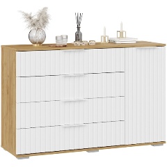 Изображение товара Комод ТРИЯ Хилтон комбинированный Дуб Крафт Золотой/Белый матовый