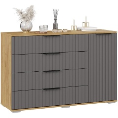 Изображение товара Комод ТРИЯ Хилтон комбинированный Дуб Крафт золотой/Графит матовый