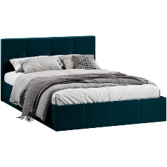 Изображение товара Кровать ТРИЯ Лора с мягкой обивкой и заглушиной (1800) с ПМ (Велюр Confetti Izumrud)
