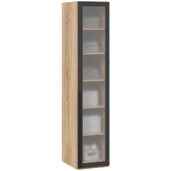 Изображение товара Шкаф для белья ТРИЯ Порто СМ-393.07.008 (580) с 1 дверью со стеклом (Яблоня Беллуно/Графит/Стекло сатин черное)