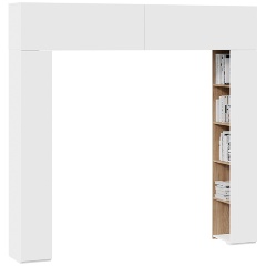 Изображение товара Шкаф навесной ТРИЯ Порто СМ-393.21.022 со стеллажами Белый жемчуг/Яблоня беллуно/Белый софт