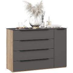 Изображение товара Комод ТРИЯ Порто ТД-393.04.02 комбинированный Яблоня Беллуно/Графит софт