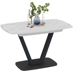 Изображение товара Стол обеденный ТРИЯ Сингапур Тип 1 Черный муар/Стекло белый мрамор