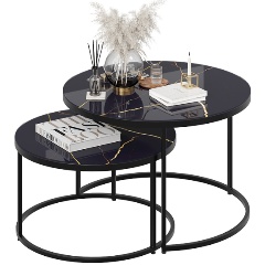 Изображение товара Стол журнальный ТРИЯ Вега Черный/Стекло Черный золото