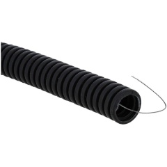 Изображение товара Труба гофрированная EKF ПВХ d16мм с протяжкой черн. (уп.100м) Plast, tg-z-16-100-black