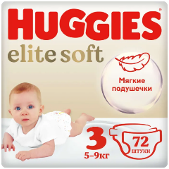 Изображение товара Трусики-подгузники HUGGIES Elite Soft 3 (5-9кг) 72 шт