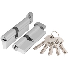 Изображение товара Цилиндровый механизм Ajax (AX202) AX2002Knob90 (40+10+40) CP хром с вертушкой