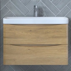 Изображение товара Подвесная тумба под раковину Velvex Clay 80 см дуб Верона с 2 ящиками