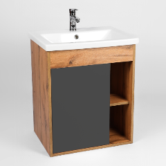 Изображение товара Тумба под раковину VIANT "Бостон" COMO 60 1 ств подвесная графит 430х560х620 (VBOS60COG-T1STP)