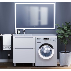 Изображение товара Тумба под стиральную машину напольная Uperwood Tanos 58х47,5х76,5 см, белая, 2 ящика