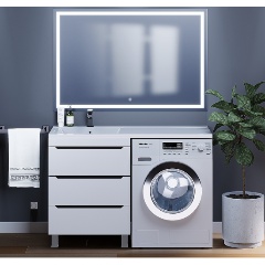 Изображение товара Тумба под стиральную машину напольная Uperwood Tanos 58х47,5х76,5 см, белая/графит, 3 ящика