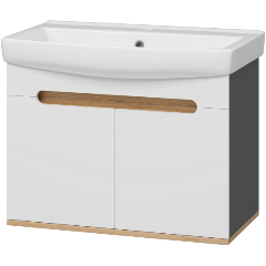 Изображение товара Тумба подвесная MISTY Сканди 70 2 дв. белое/графит + раковина