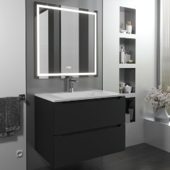 Изображение товара Тумба с раковиной Uperwood Tanos-Next 70х45х53 см черная матовая подвесная