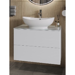 Изображение товара Подвесная тумба с раковиной Otto Ot-75TuGLASS+G56 с ящиками и стеклянной столешницей