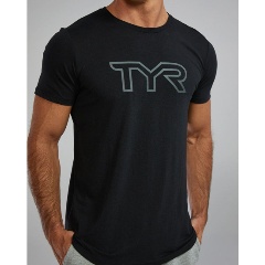 Изображение товара Мужская футболка TYR Ultrasoft Lightweight Big Logo S черный спорт тренировочный