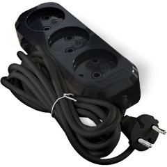 Изображение товара Удлинитель UNIVersal 3х3м без заземл. 10А IP20 Е-202 ПВС 2х0.75 АБС-пластик черн. 2114