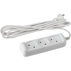 Изображение товара Удлинитель электрический ЭРА без заземл. 3 розетки 1,5м ПВС 2x0,75 6А, Белый, UX(6)-3-1,5m (Б0038567)