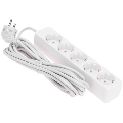 Изображение товара Удлинитель PROconnect 5 м, 5 гнезд, 3х0.75 кв. мм, с/з, белый