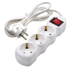 Изображение товара Удлинитель сетевой Very 3 розетки ПВС 3x1,5мм, 16А, с/з, с выкл., 1,7м, шт 89-0-067