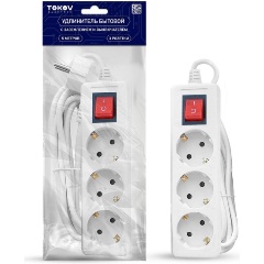 Изображение товара Удлинитель TOKOV ELECTRIC 3х5м с заземл. с выкл. 16А 3х1, TKE-C01-BU3-5-1-ZV