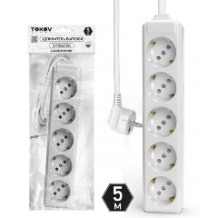 Изображение товара Удлинитель TOKOV ELECTRIC 5х5м с заземл. 10А 3х1.5, TKL-C01-BU5-5-1.5-Z