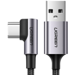 Изображение товара Кабель UGREEN, угловой, USB-A - USB-C, 1 м, серый космос