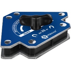 Изображение товара Угольник магнитный КОБАЛЬТ "Стрелка", ОТКЛЮЧАЕМЫЙ МАГНИТ, 120 мм, на 3 угла: 45,90,135 град., магнит до 20 кг, блистер (919-463)