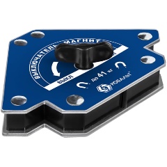 Изображение товара Угольник магнитный КОБАЛЬТ "Стрелка", ОТКЛЮЧАЕМЫЙ МАГНИТ, 160 мм, на 3 угла: 45,90,135 град., магнит до 41 кг, блистер (919-470)