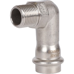 Изображение товара Угольник-переходник ROMMER ВПр-НР 22х1/2 из нержавеющей стали для труб и фитингов