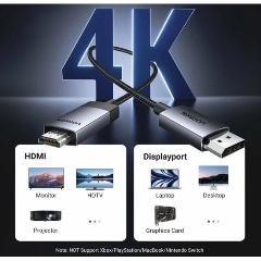 Изображение товара Кабель UGREEN DisplayPort - HDMI 4K, 1м, черно-серый
