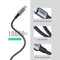Изображение товара Кабель UGREEN USB-C - USB-C, 100 Вт, 1 м, черный(70427)