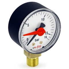 Изображение товара Манометр Uni-Fitt радиальный 16 бар диаметр 50 мм 1/4"