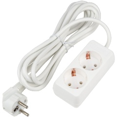 Изображение товара Удлинитель Uniel S-GCU2-3 WHITE Ultra, шнур 3м., 2 гнезда, 16A, с/з. Белый, UL-00009998